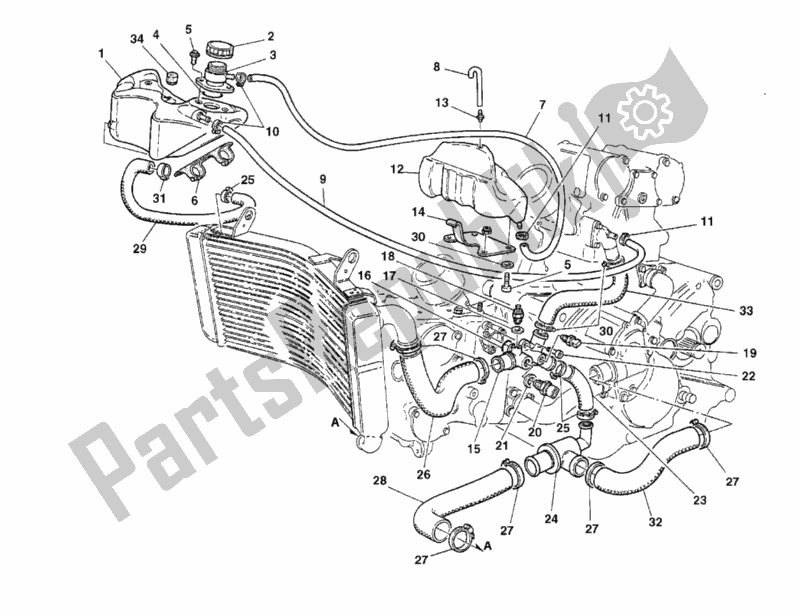 Tutte le parti per il Circuito Di Raffreddamento del Ducati Superbike 996 S USA 1999